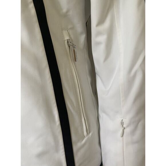 Descente Women's Ski Jacket Puffer White Black Stripe Hood Motion 3D Hea… - Picture 4 of 13